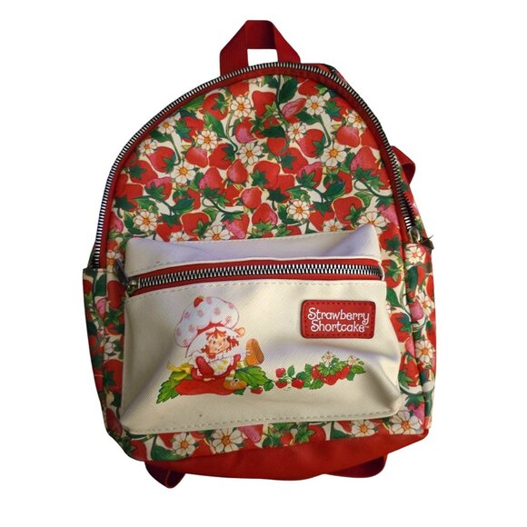 Strawberry Shortcake Floral Themed Mini Backpack With Zipper Front Pocket